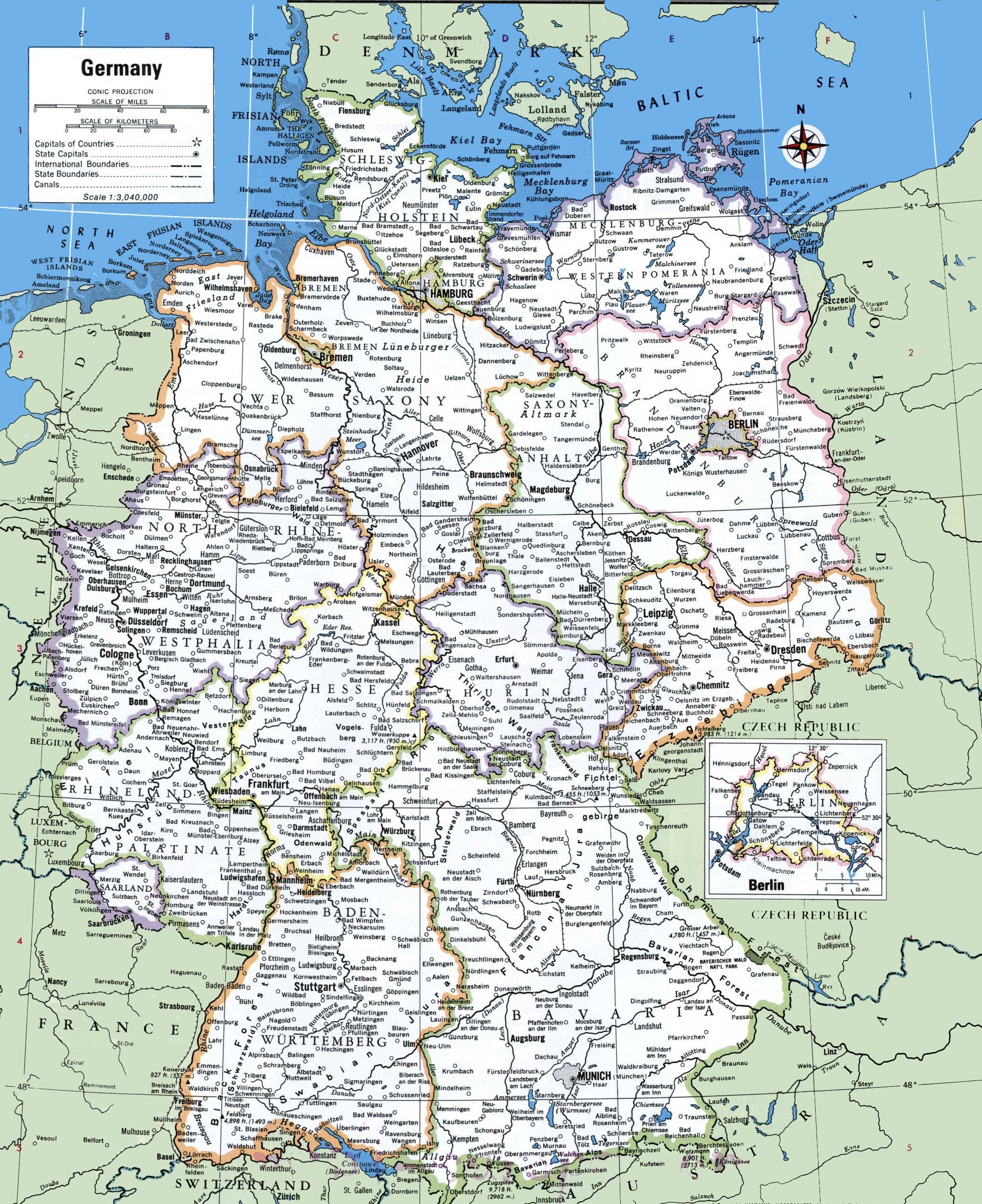 Karta över Tyskland med städer i Tyskland största städer karta (Västra